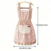 1 Pieza Delantal Floral para el Hogar para Mujer con Bolsillo, Delantal Ajustable para Cocina, Cocinar, Hornear, Asar a la Parrilla, Delantal de Chef