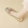Fashion Silver/Gold Bowtie Ballet Shoes Woman 2025 Spring Flats Ladies Shallow Slip On Loafers Office Dress Moccasins Pig Toe Ballerinas