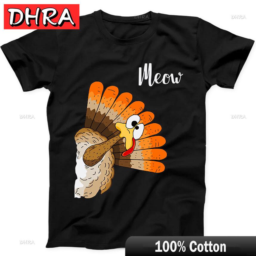 Turkey Meow Thanksgiving Best Seller Funny Gift Tee Black T Shirt Shirts Y2K Unique Funny Tops Tees Female Belgium Ropa Hombre 4XL