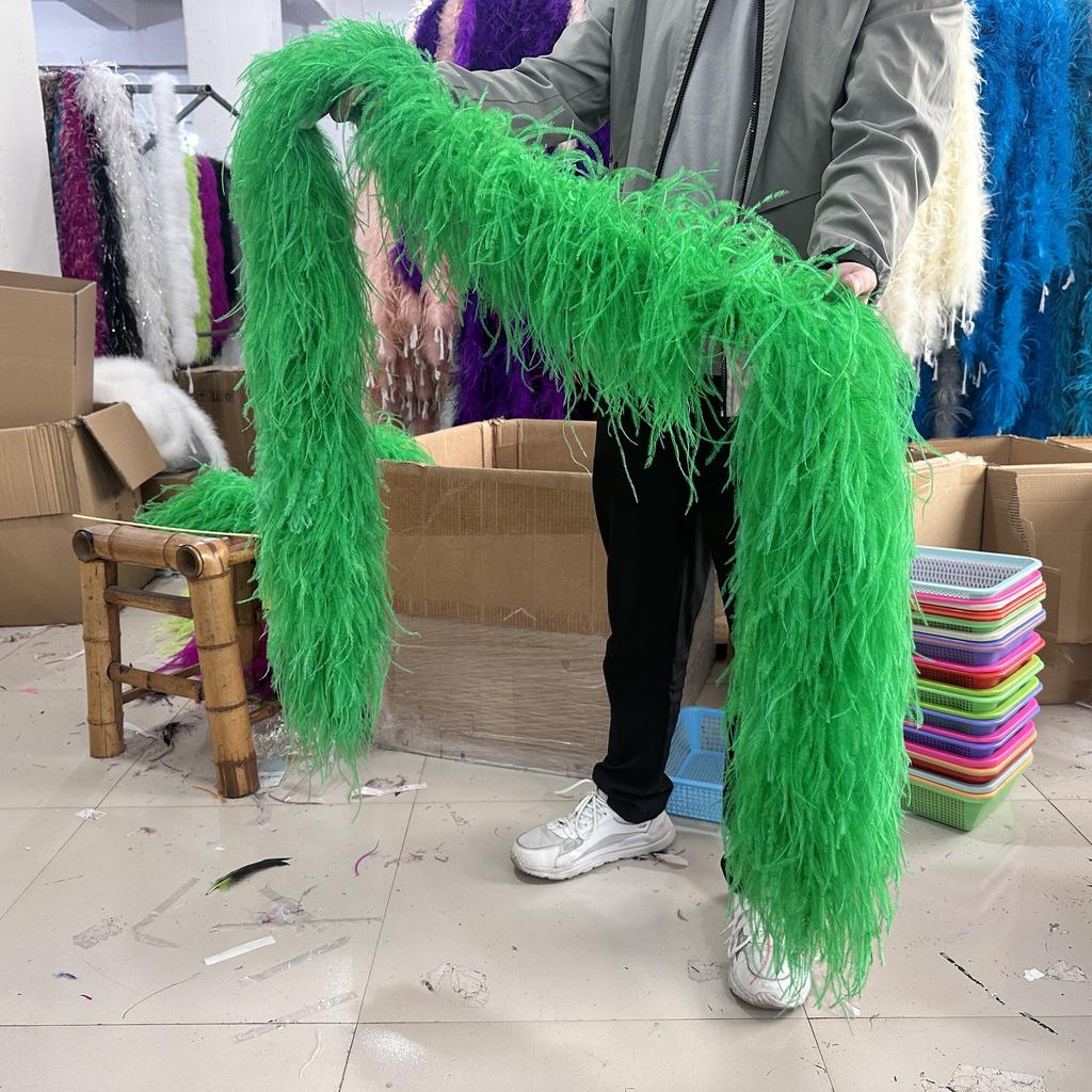DIY 1/2/3/6/10 Ply Natural White Ostrich Feathers Boa Trim for Craft Wedding Party Festival Clothing Decoration Plumes Shawl 2M