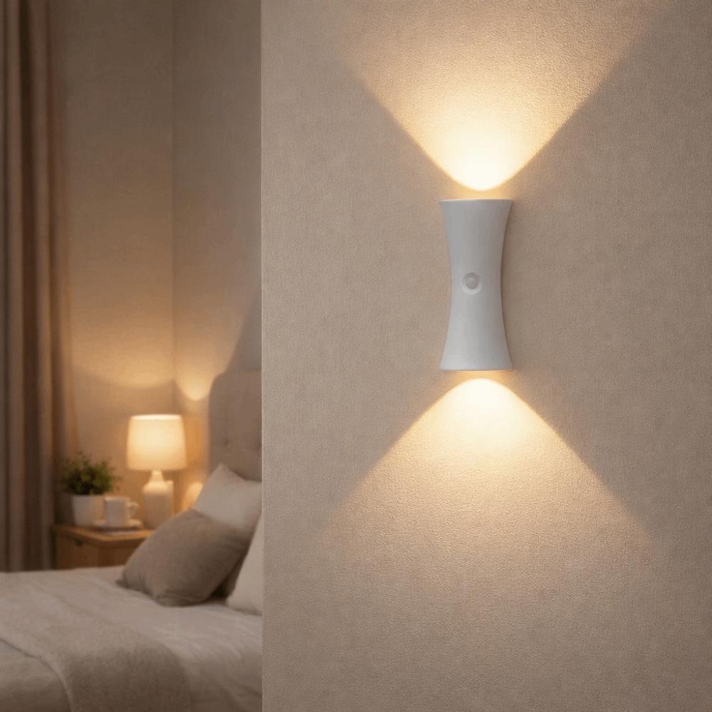 Creative LED Hourglass Wall Lamp Wireless Up Down Light Motion Sensor Night Light Dimmable Waterproof Bedside Wall Light
