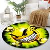 "Grinning Skull Emoji Design Rug" Print round rug, living room, bedroom, playroom carpet, non slip floor mat, gift