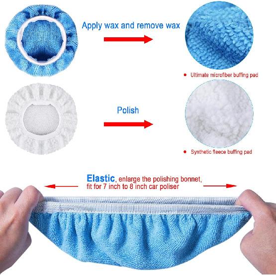 SIQUK 16 Pieces 7 Inch Buffing Pads Foam Polishing Pad Kit Polisher Pads Bonnets Wax Buffer Polish Pads Car Buffer Attachment for Drill
