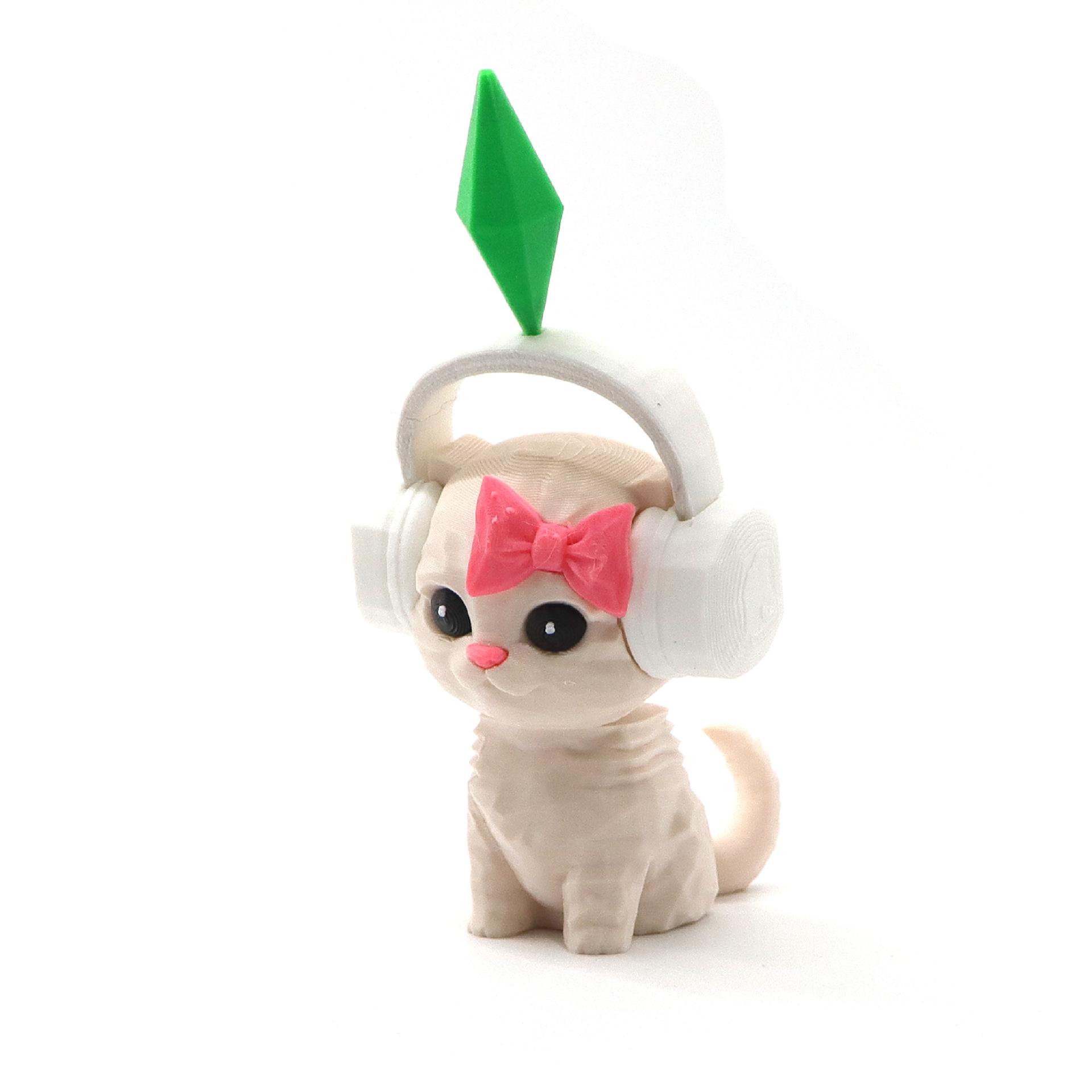 

Cute Dancing Cat With Headphones 3D Printed Cat Figurine Modern Household Ornament For Living Room Workspace Table Decoration Gift