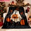 Blanket 1pc Halloween Pumpkin And Ghost 2D-Printed Flannel Throw Blanket - Soft And Cozy Suitable for Use On The Sofa While Travel