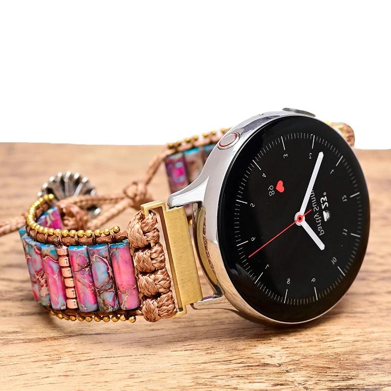 22mm 20mm Natural Stone Strap for Huawei Watch 4/GT 4 3 2 Pro 46mm Braided Nylon Bracelet for Samsung Watch 3/4/5/6/Amazfit GTR4