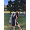 V neck dress women's casual summer new temperament waist thin a-word skirt suspender short skirt