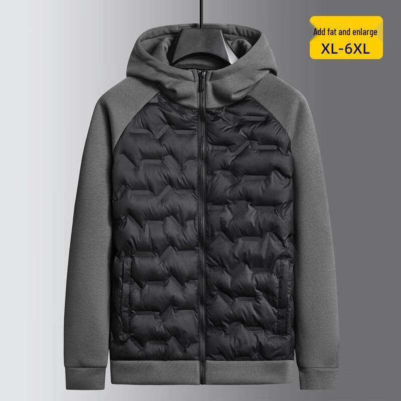 DIBINZE Veste matelassée à capuche patchwork grande taille pour homme