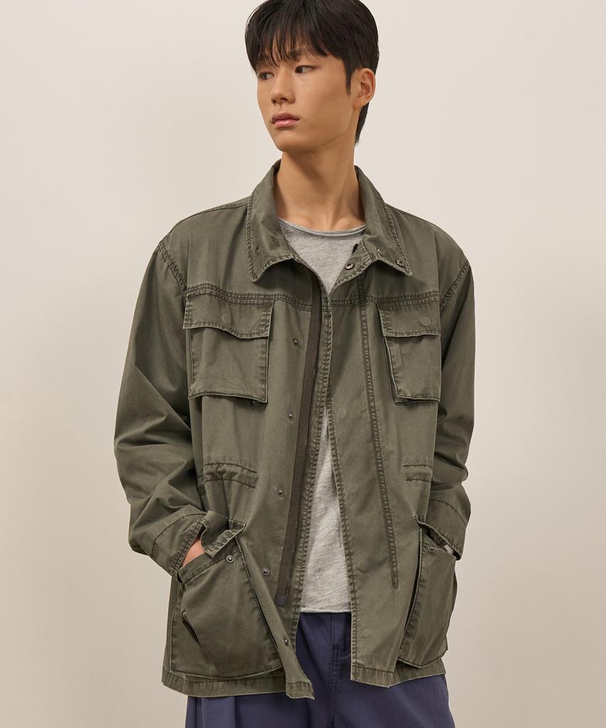 TOFFEE Washed Cotton Field Jacket (Khaki Gray)