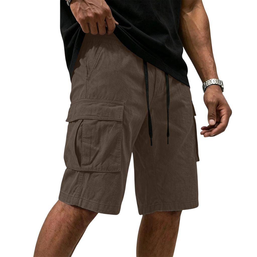 Mens Cargo Shorts Multi Pocket Drawstring Waist Relaxed Fit Workwear Style Casual Cotton Short Pants for Outdoor Activities