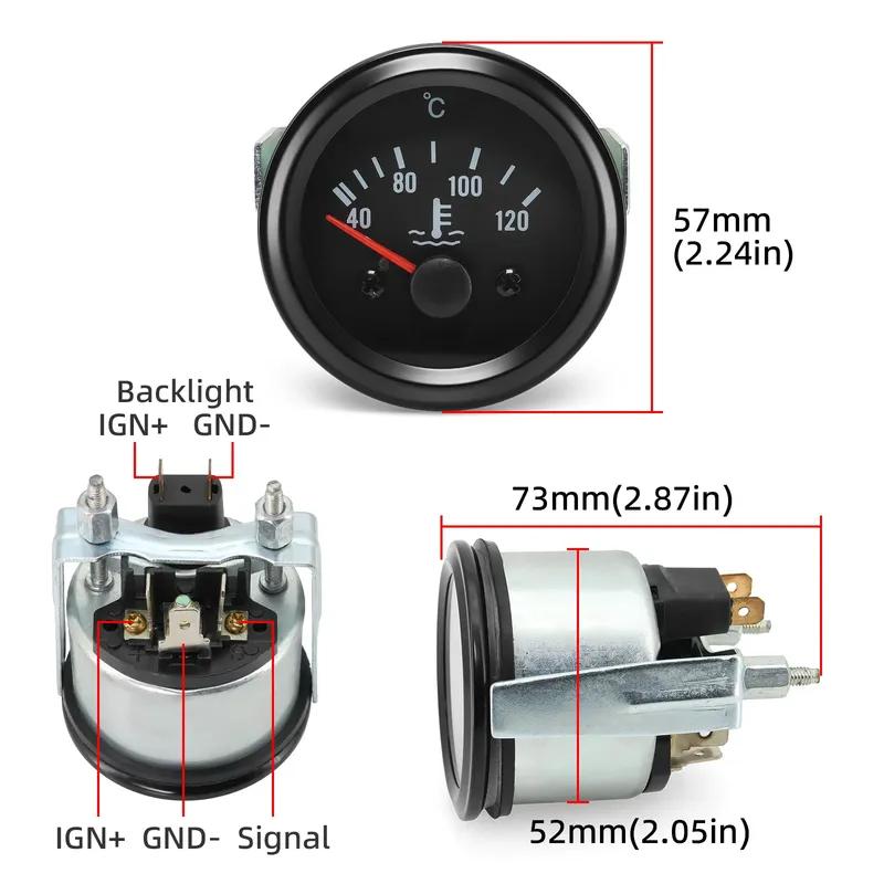 12V 24V 52mm Voltmeter Auto Volts Car Gauge 2" Volt Meters Instrument Voltage Water Temp Gauge 150 Celsius Oil Temp Gauge Press