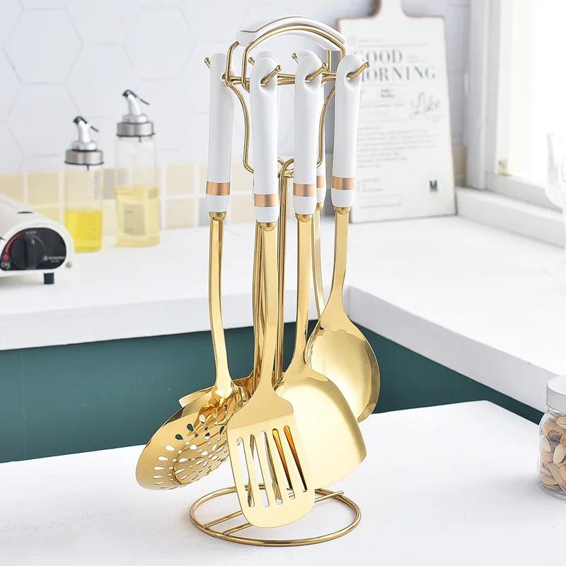 Stainless Steel Kitchenware Seven-piece Kitchen Household Hot Pot Spoon Colander Soup Spoon Kitchenware Gift Set