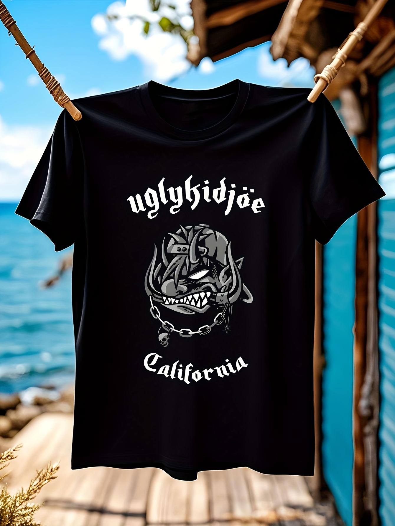 UGLY JOE CALIFORNIA  Heavyweight Graphic T-shirt - Black Crew Neck Tee with Bold Ugly Joe & California Design XXL