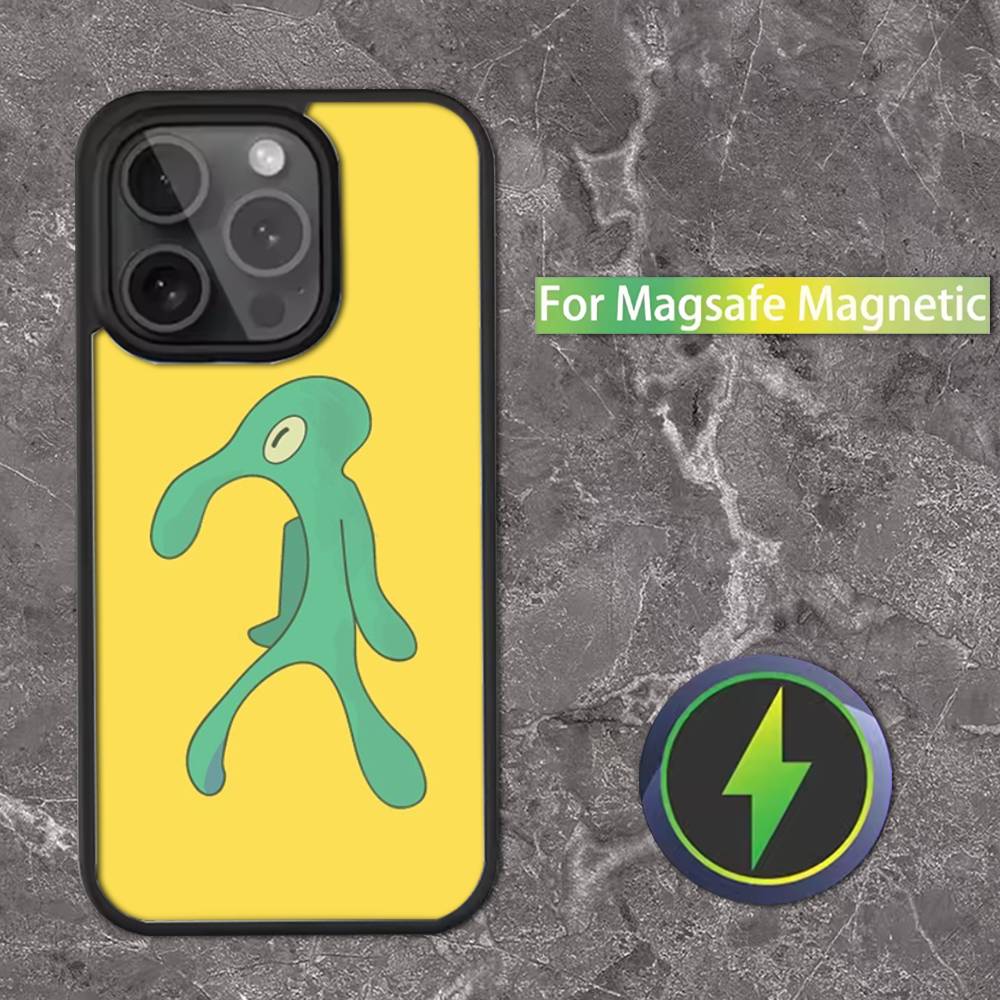 Squidward Tentacles Phone Case For iPhone 16,15,14,13,12,11,Pro,Max,Plus,Mini,SE Magsafe Magnetic Wireless Charging