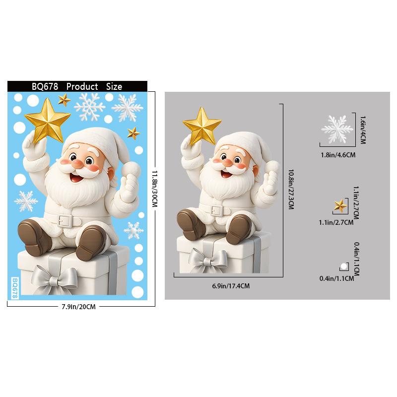 Christmas Snowflake Elk Snowman Glass Sticker Noel Ornaments Xmas Wall Stickers Merry Christma Decor Happy New Year Sticker