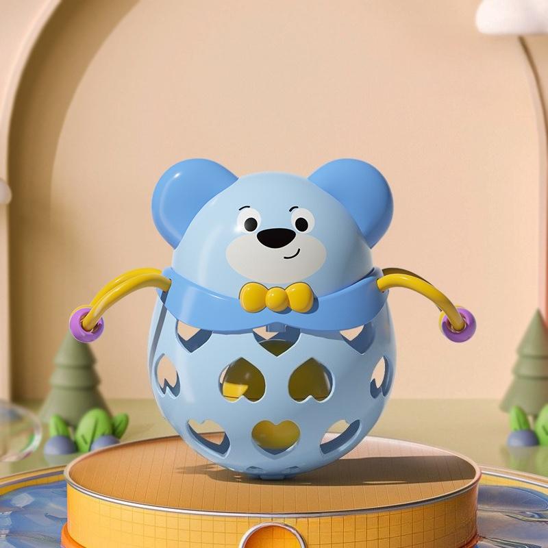 Baby soft rubber bell, hand bell for newborn babies aged 0-1, children s soothing hand ball toy синий
