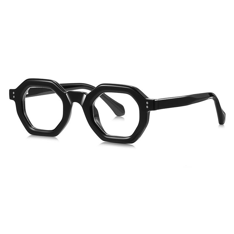 

Retro Anti-Blue Light Computer Glasses Frame Men Women Polygon Leopard Optical Spectacle Frame Fake Glasses Trendy TR90 Eyewear