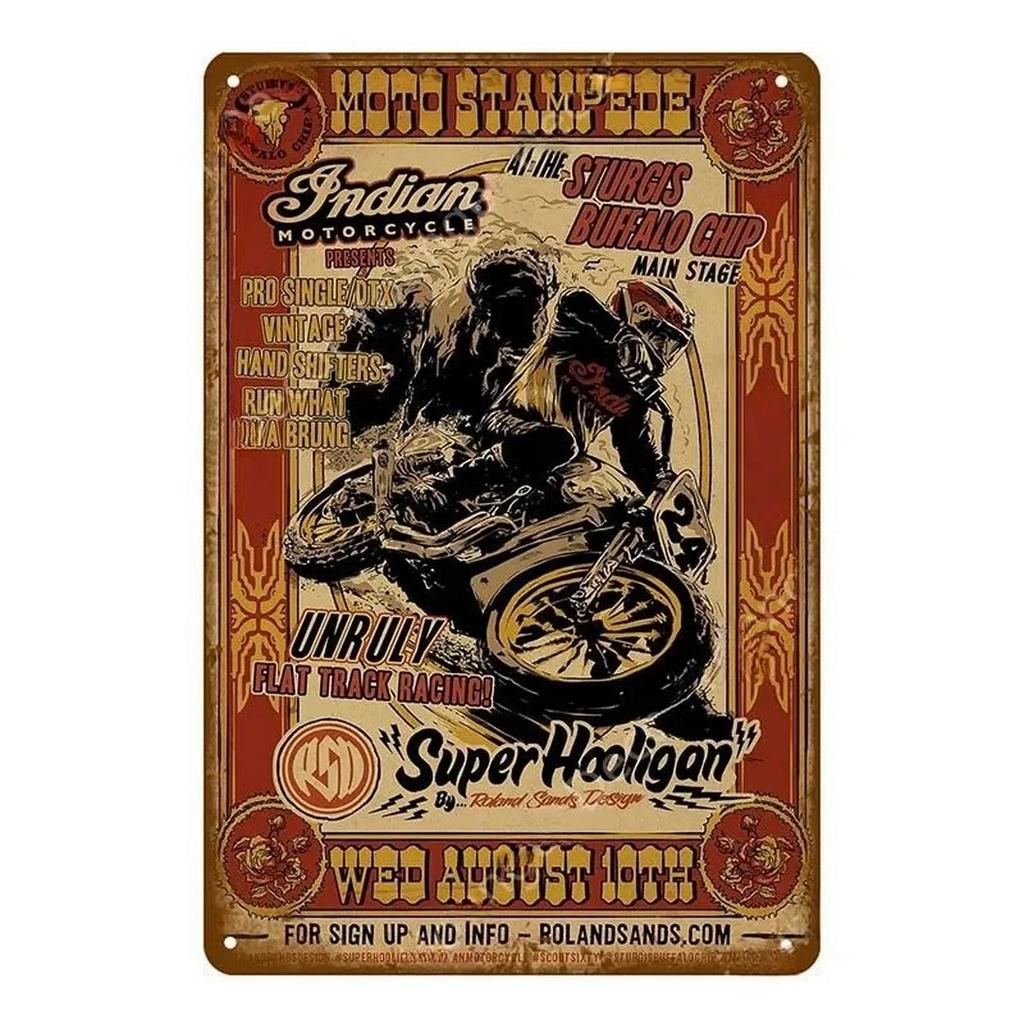 Plaque Metal Tin Signs Old Motorcycles Wall Decoration Vintage Art Posters Iron Painting for Man Cave Home Cafe Garden Club Bar