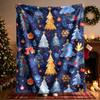 1pc Blue Christmas Tree Themed Flannel Blanket - Large Size, Soft, Lightweight, and Warm, Suitable for All Seasons - Perfect for Beds, Sofas, Offices,