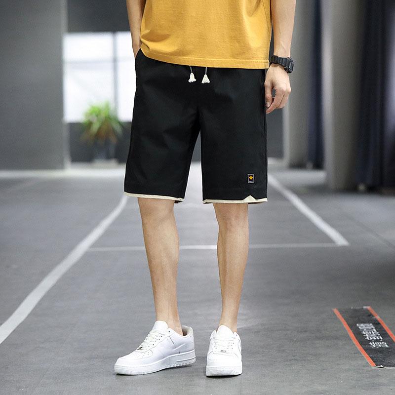 Pantaloncini estivi da uomo, pantaloni della tuta, larghi, casual, da spiaggia, tinta unita, cinque quarti, taglie forti