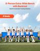Portable Folding Bench, 8 Seat Foldable Soccer Bench with Side Pockets and Carrying Bag, Lightweight Sideline Seating with Back Rest for Football,