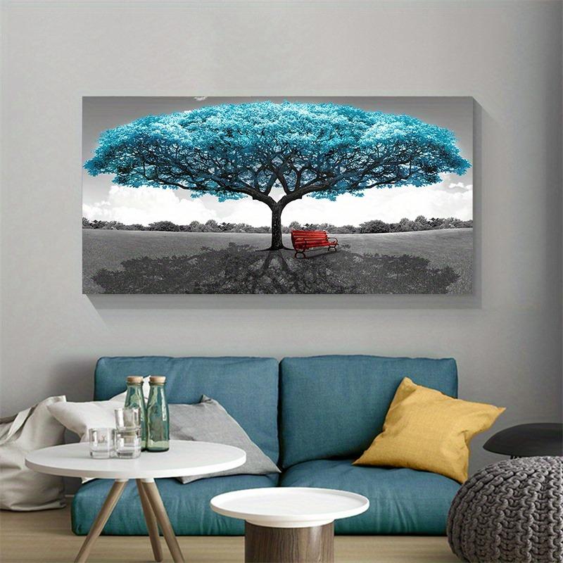 Blue Trees Aesthetic Canvas Paintings Prints Colourful Nordic Personalized Beautiful Tree Wall Posters Pictures Room Decor