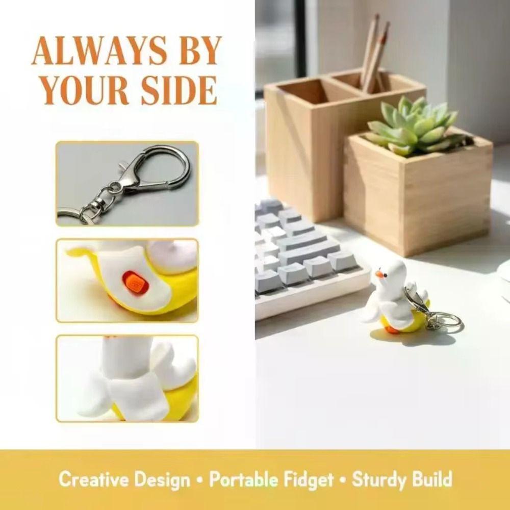 Wear-Resistant Clicker Toy Keychain 3D Printed Banana Duck Keychain Mini Fidget Toy  Students