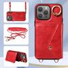 For iPhone 15 Series.for iPhone 15,15 Plus,15 Pro,15 Pro Max Shoulder Strap Rope Ring Bracket Design Card Holder Slots Lichee Pattern Cover Phone Case