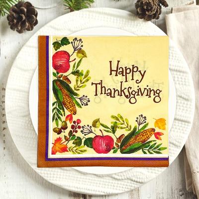 20pcs/Pac 33*33cm 2-Ply Disposable Party Napkin Thanksgiving Pattern
