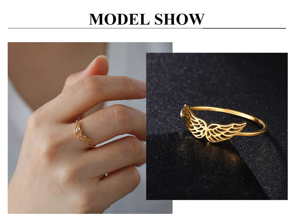 Cazador Kpop Flying Angel Wings Women‘s Ring Stainless Steel Jewelry Finger Rings Wedding Birthday Gift Wholesale 2026 New