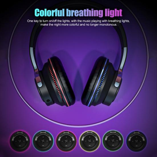H2 Over Ear Wireless Headphones Bluetooth-compatible 5.1 Stereo Foldable Stretchable Headset Multicolor