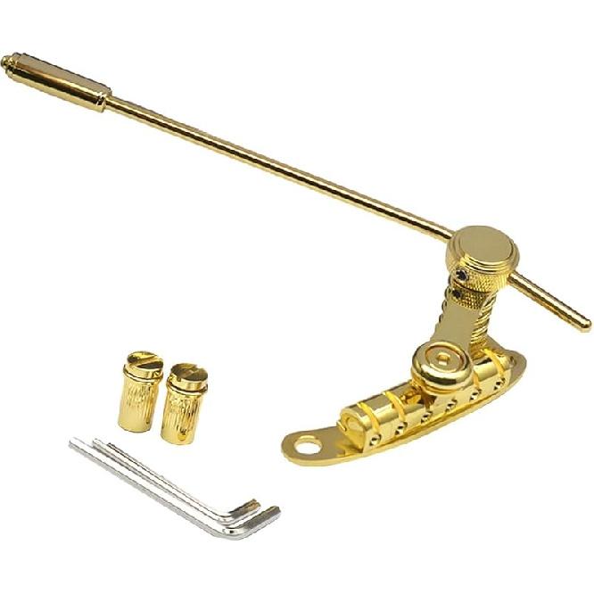 Guitar Tremolo Bridge Metal Tailpiece Tremolo Electric Guitar Bridge Stop Bar for Replace, Gold