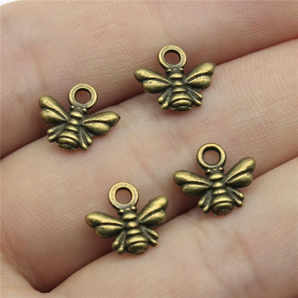 20pcs Charms Bee Tibetan Bronze Silver Color Pendants Antique Jewelry Making DIY Handmade Craft