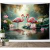 Forest Wall Tapestry of Pink Flamingos