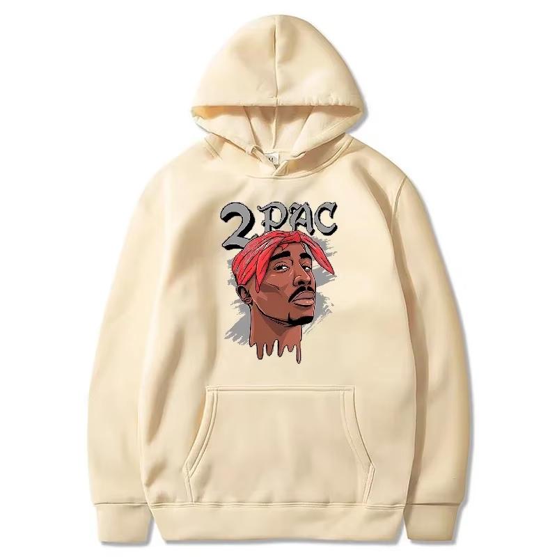 Hot Sale 2PAC Tupac Hip Hop Portrait Print Hoodie Rapper Vintage Streetwear Unisex Pullover Sweatshirt Loose Cozy and Versatile