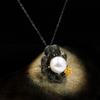 Exquisite Flower Freshwater Pearl Pendant Necklace Wild Black Gold 925  Ladies Jewelry Sweater Chain Banquet Jewelry