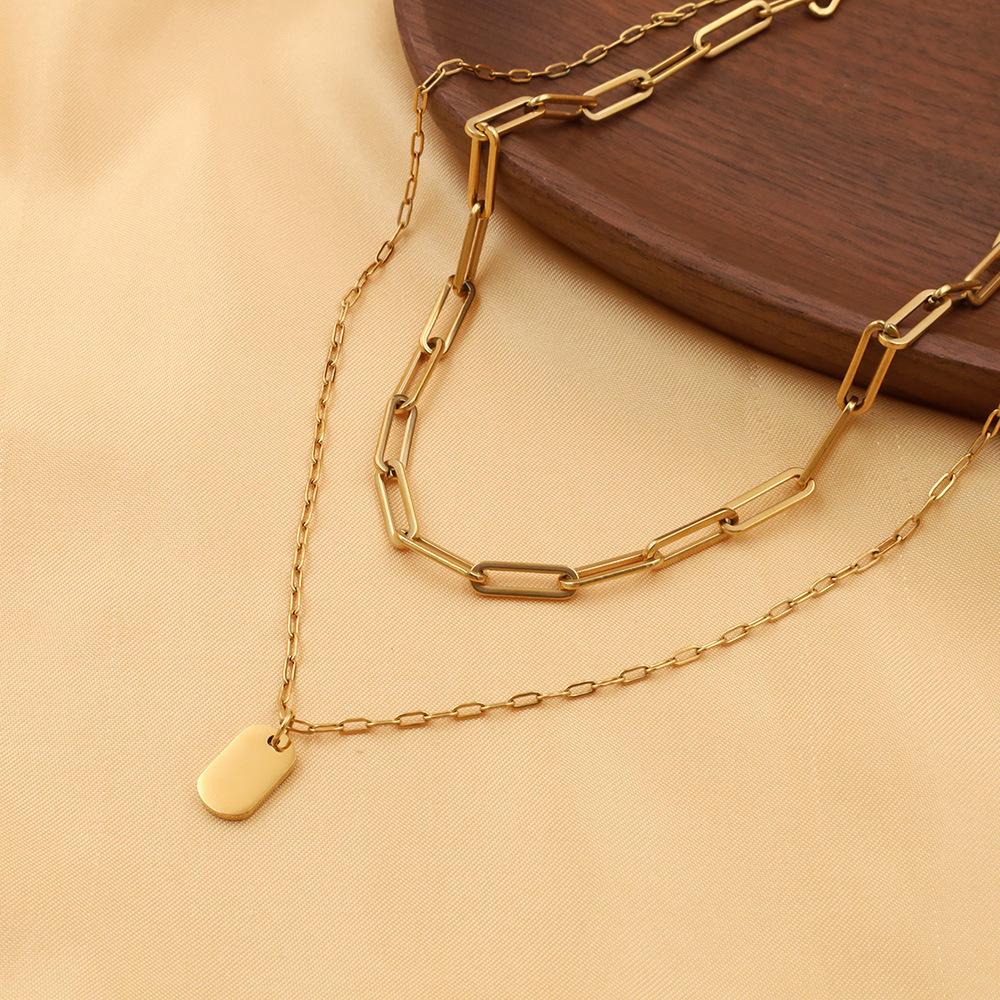 Personalized Fashion 18K Collarbone Chain Women'S Non-Fading Double-Layer Titanium Steel Jewelry Necklace High-End Niche