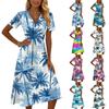 Women's Casual Fashion Floral Print Short-Sleeve V-Neck Dress