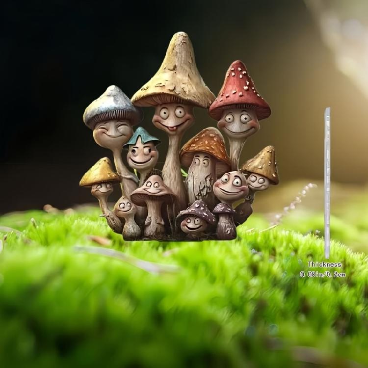 Acrylic Garden Stake Decoration Mushroom Yard Stakes Ornament Waterproof Garden Statue for Outdoor Decoration