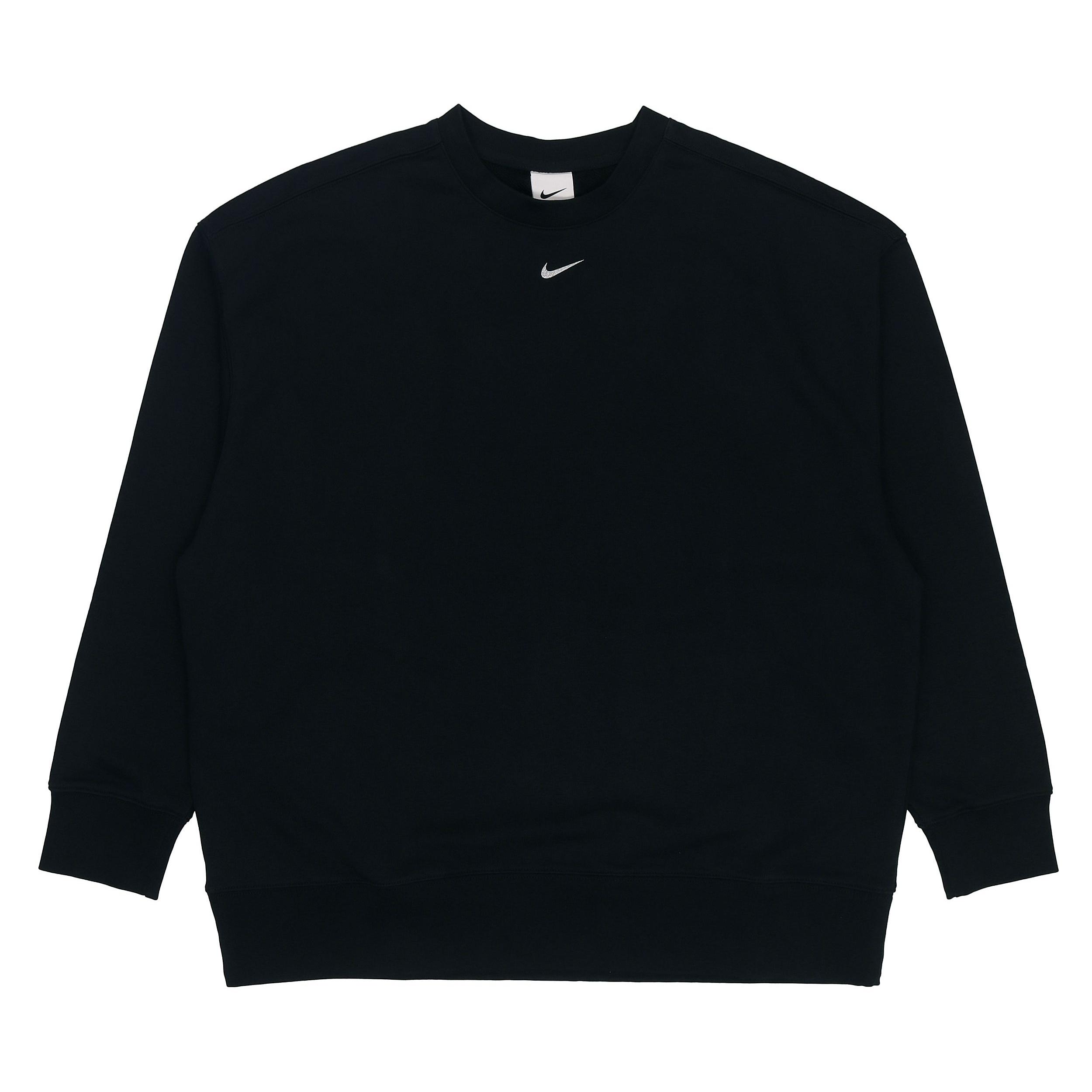 (WMNS) Nike Solid Color Logo Knit Round Neck Pullover Black Hoodie Women s DD5468-010 L