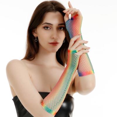 Acessórios de Cena Anos 80 Luvas de Rede Soltas Sem Dedos Para Mulheres Rede de Peixe Manga de Braço Malha Emo Gótico Punk