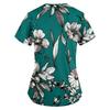 Modische bedruckte Damen-Arbeitsuniform mit Taschen-T-Shirt, kurzärmeliges Oberteil