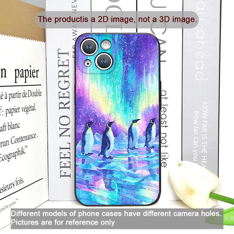 Creative Art Starry Sky Penguin Oil Painting Phone Case for iPhone 17 16 12 11 14 13 15 Pro Max Mini XS MAX XR 7 Plus Soft Cover