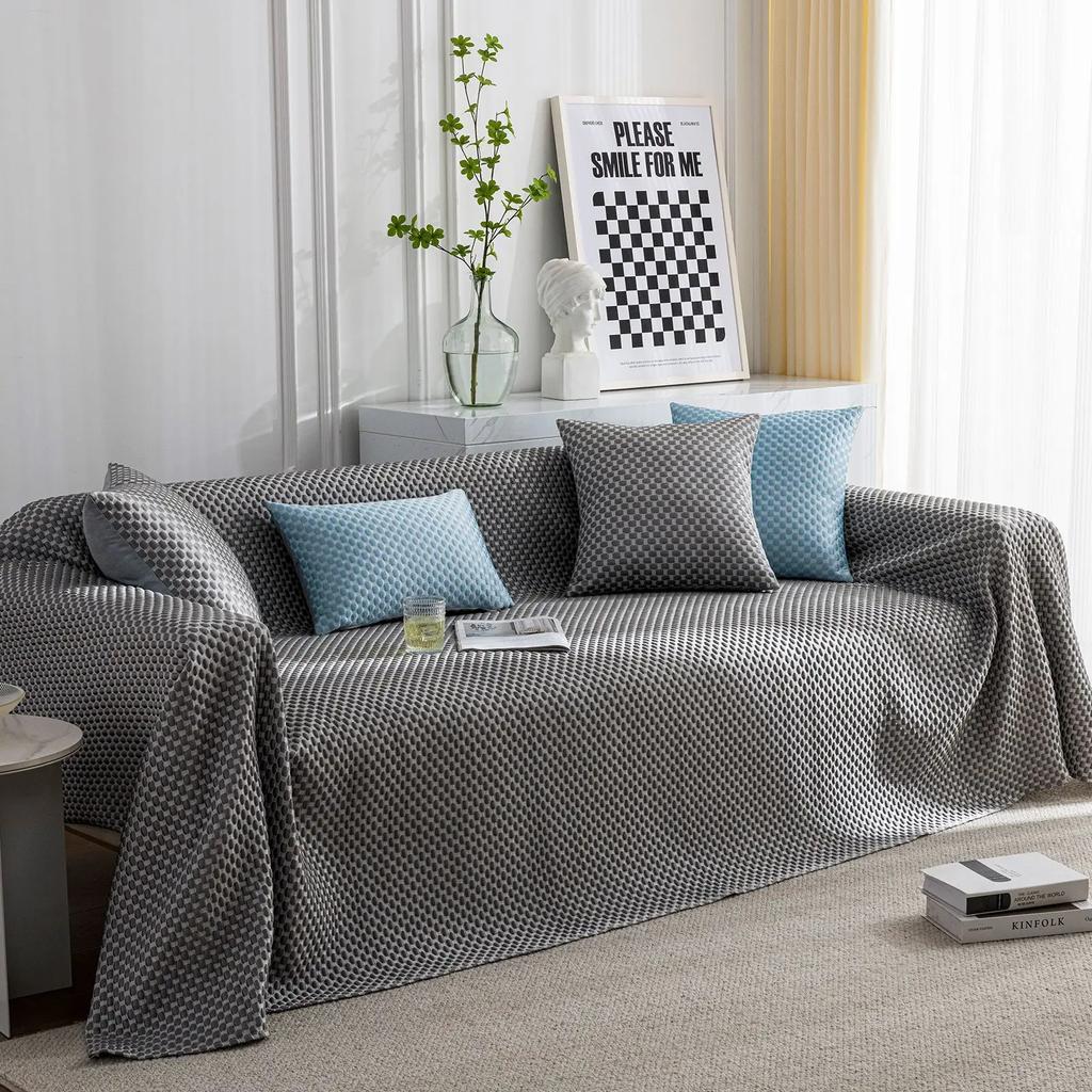 Nordic Solid Color Summer Cool Sofa Cover Sofa Towel Anti-cat Scratch Full Cover Sofas Blanket Non-slip Pet Kid Couch Towel
