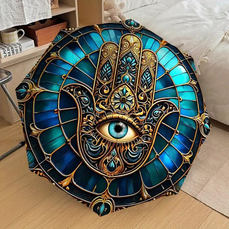 1PC Stained Glass Window Circle Automatic Open/Close Umbrella with Windproof, 8-Rib Sturdy Canopy, Durable Ribs, Fashionable Design1206A