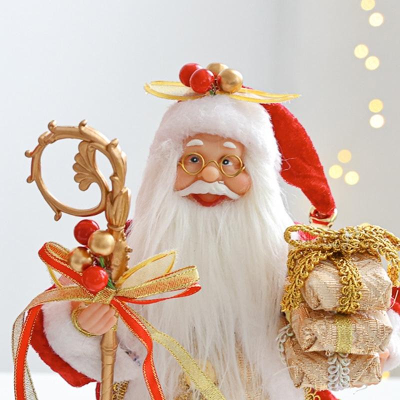 Red Santa Doll Ornament Figurine Christmas Decoration For Living Room Shelf Desktop Decoration