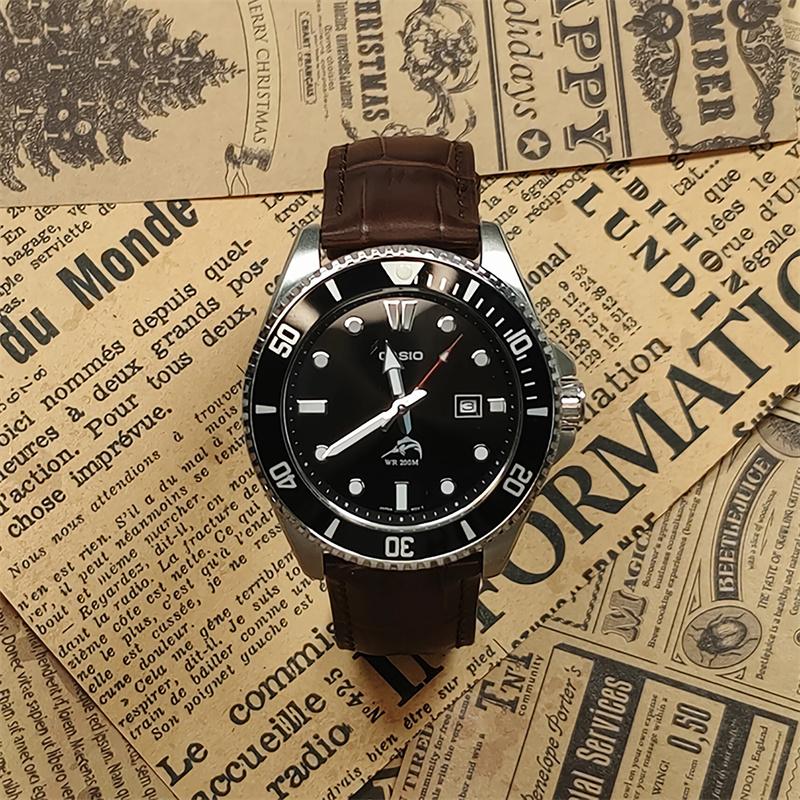 CASIO Customized watch modified series Luminous Ocean Swordfish Water Ghost MDV106-1A modified-Black Silver Ghost Quartz MDV106-1A чёрный