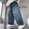 2025 New Boys' Loose Wide-Leg Denim Pants - Stylish and Comfortable for Teens