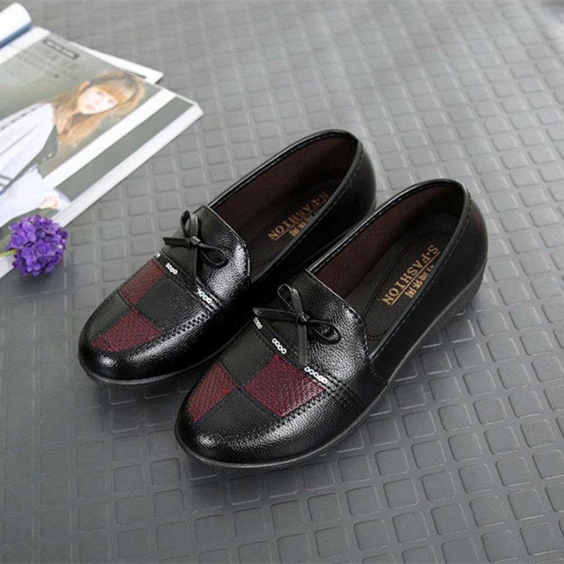 Spring and Autumn Single Shoes Mother Shoes Non-slip Soft Bottom Casual Flat Women's Work Shoes Women's Leather Shoes