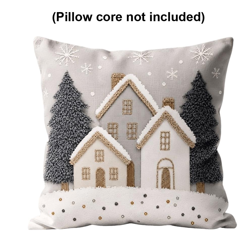 Soft Throw Cushion Case Tree Xmas Pillowslip Home Decor Snowman Pillow Cover Bedroom